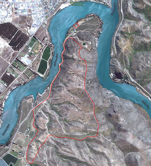 Aerial map of Cornish Point beside the Kawarau River