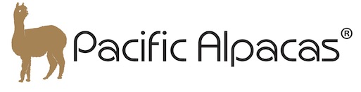Pacific Alpacas gold alpaca and wordmark logo